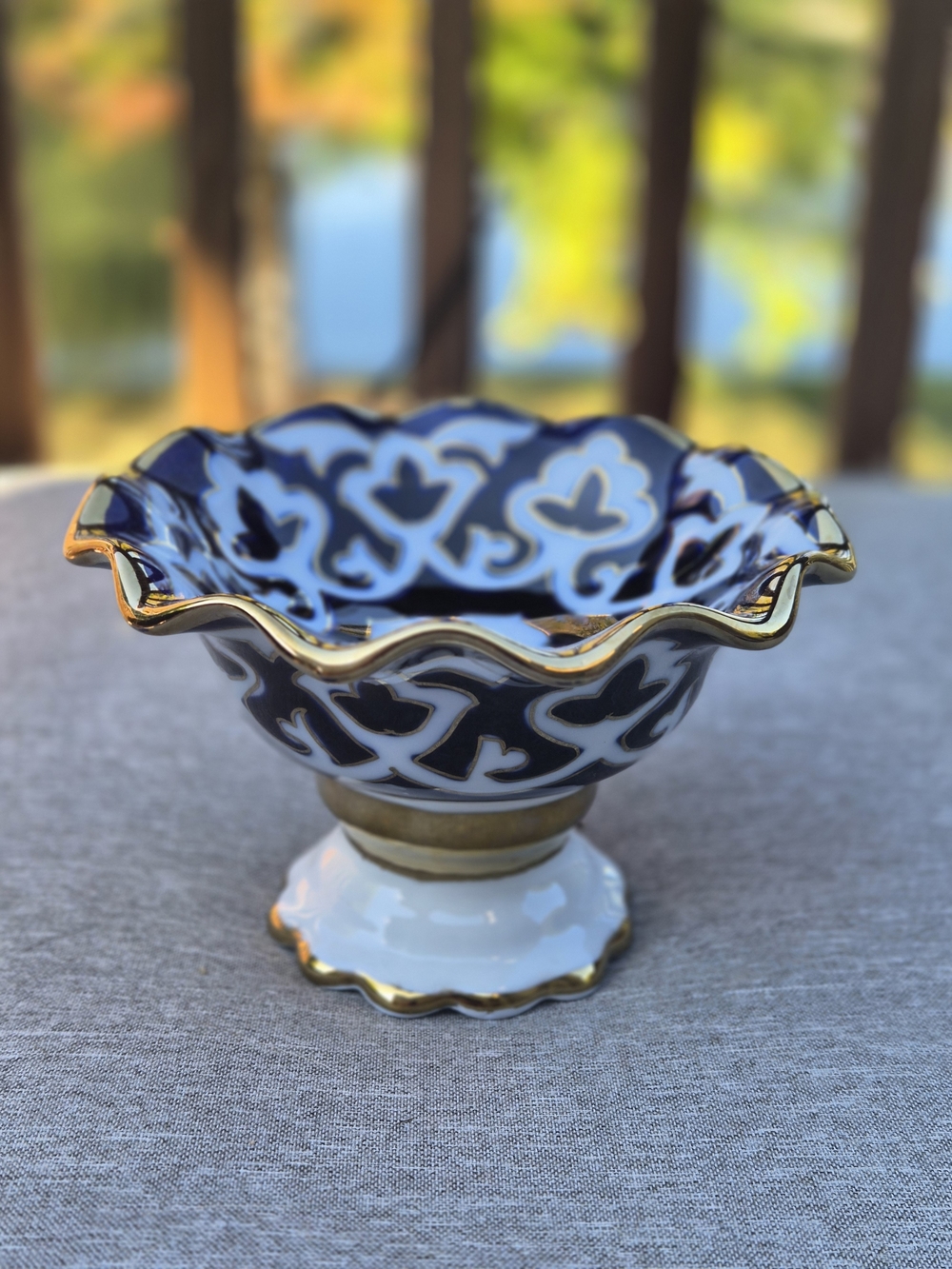 Vase of Traditional Uzbek Porcelain Tableware Featuring The Famous Pakhta